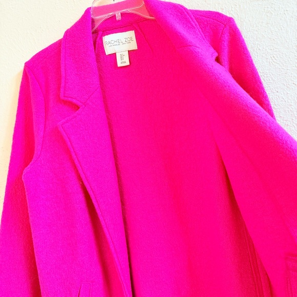 Rachel Zoe magenta wool blend long jacket - Picture 6 of 8